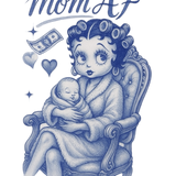 Women’s Blue MOM AF Betty Boop Tee