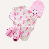 Pink Bolts Jogger Set