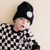 Checkered Smiley Black Bubble Romper