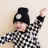 Checkered Smiley Black Bubble Romper