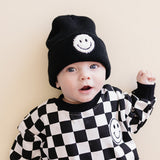 Checkered Smiley Black Bubble Romper