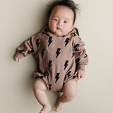Mocha Bolts Hooded Bubble Romper