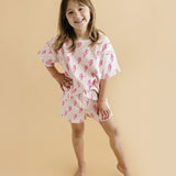 Pink Bolts Shorts Set