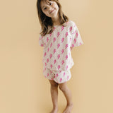 Pink Bolts Shorts Set