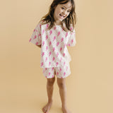 Pink Bolts Shorts Set