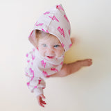 Pink Bolts Hooded Bubble Romper