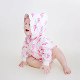 Pink Bolts Hooded Bubble Romper