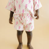 Pink Bolts Shorts Set