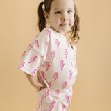 Pink Bolts Shorts Set