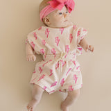 Pink Bolts Shorts Set