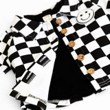 Smiley Checkered Black Cotton Shacket