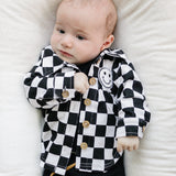 Smiley Checkered Black Cotton Shacket