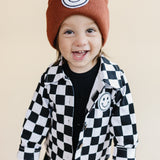 Smiley Checkered Black Cotton Shacket