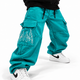 TEAL FLAME CARGO JOGGERS