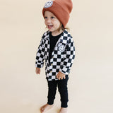 Smiley Checkered Black Cotton Shacket