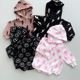 Pink Bolts Hooded Bubble Romper
