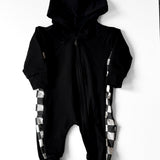 Zip Up Hooded Checker Romper
