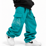 TEAL FLAME CARGO JOGGERS
