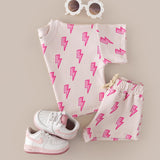 Pink Bolts Shorts Set