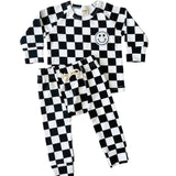 Black Checkered Smiley Lounge Set