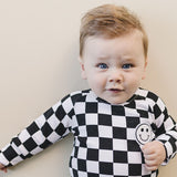 Black Checkered Smiley Lounge Set