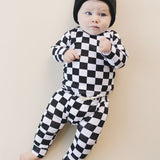 Black Checkered Smiley Lounge Set