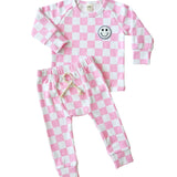 Pink Checkered Smiley Lounge Set