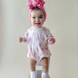 Pink Bolts Hooded Bubble Romper