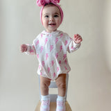 Pink Bolts Hooded Bubble Romper