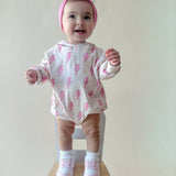 Pink Bolts Hooded Bubble Romper