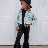 Pleated Black Velour Bell Bottoms