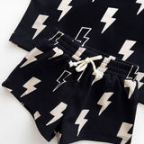 Black Bolts Shorts Set