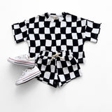Wavy Checkered Shorts Set