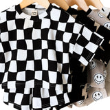 Wavy Checkered Shorts Set