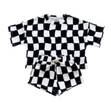 Wavy Checkered Shorts Set