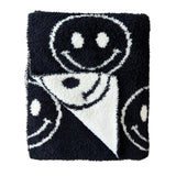 Black Smiley Fuzzy Blanket