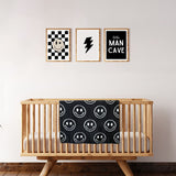 Black Smiley Fuzzy Blanket
